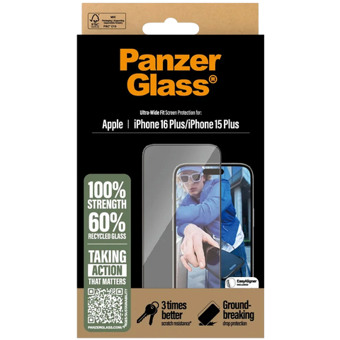 PanzerGlass screenprotector iPhone 15 plus & 16 plus