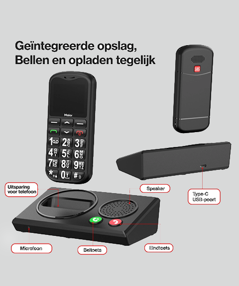 Maior Seniorentelefoon 4G + Docking Station